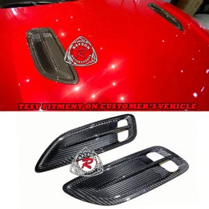 Fits 18-23 Kia Stinger EX GT GT1 GT2 GTS Hood Grille Vents Overlay (Dry Carbon) - Picture 1 of 4