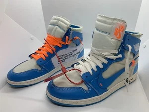 Air Jordan 1 Retro High Size 10 Off-White University Blue UNC AQO818-148 RARE! - Picture 1 of 12