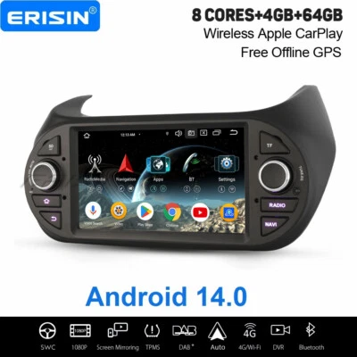 Android 14 Autoradio 4GB+64GB Navi Fiat Fiorino Qubo Peugeot Bipper Citroen Nemo - Bild 1 von 4