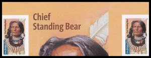 US 5798a Chief Standing Bear imperf NDC vert gutter margin pair U MNH 2023 - Picture 1 of 1