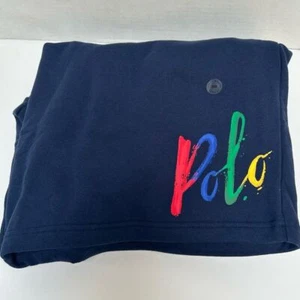 Polo Ralph Lauren nuova con etichetta pile felpa pantaloncino vernice logo blu navy coulisse tg 3XB - Foto 1 di 6
