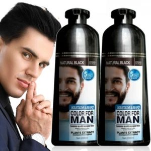 2 X Permanent Men Beard Hair Color Dye Tint Moustache Black Darkening Shampoo - Picture 1 of 13