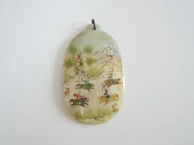 Großer Vintage Perlmutt Anhänger Perlmuttmalerei Persisch 18,8 g/6,8 x 4,0 cm - Bild 1 von 4