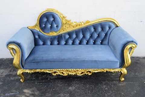 Rococo Style Heavy Carved Gold Leaf Large Long Sofa Chaise Lounge 3606 Cover