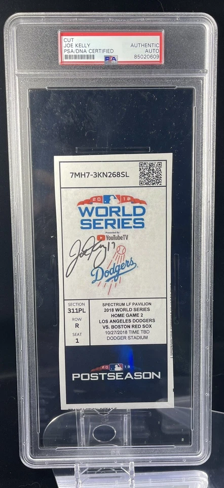 Boleto de papel WS GM 4 2018/KOBE BRYANT ANUNCIA ALINEACIÓN Dodger PSA automático Joe Kelly Foto 1 de 4