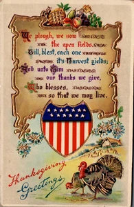 POSTAL ACCIÓN DE GRACIAS VERSO PATRIÓTICO EN RELIEVE - Imagen 1 de 2