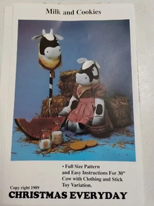 30" Stuffed Stick Cow Horse Christmas Everyday Craft Sewing Pattern Milk Cookies - Picture 1 of 7