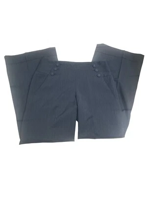 Pantalón Mujer Talla 6 Pierna Ancha Cintura Alta Gris+Rayas Blancas Envío Gratis Foto 1 de 4