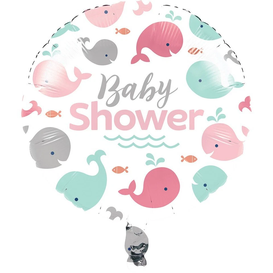 Lil Spout Pink Whale Animal Ocean Baby Shower Party Decoration Mylar Balloon - Image 1 of 1