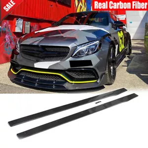 Carbon Side Skirts Extension For Mercedes W205 C205 C300 C43 C63 Coupe Sedan - Picture 1 of 12