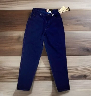 Vintage NOS 90s Sassoon Mom Jeans Dark Blue High Waist Retro Tapered 7/8 Petite - Image 1 of 4
