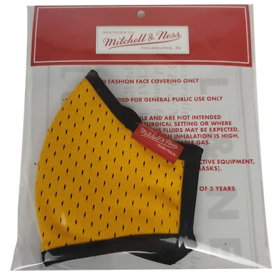 Mascarilla facial Mitchell & Ness amarilla jersey antibacteriana protección UV ajustable Foto 1 de 2