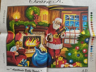 Printed needlepoint canvas 50x60 Cm  Santa’s Visit  Canvas Only Oscarre Krainer - Image 1 of 4