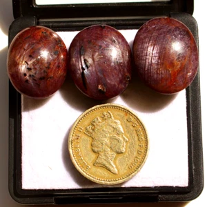3 Pcs Natural Star Ruby Top Quality 20mm-22mm Oval Cabochon Loose Gemstones Lot - Picture 1 of 17