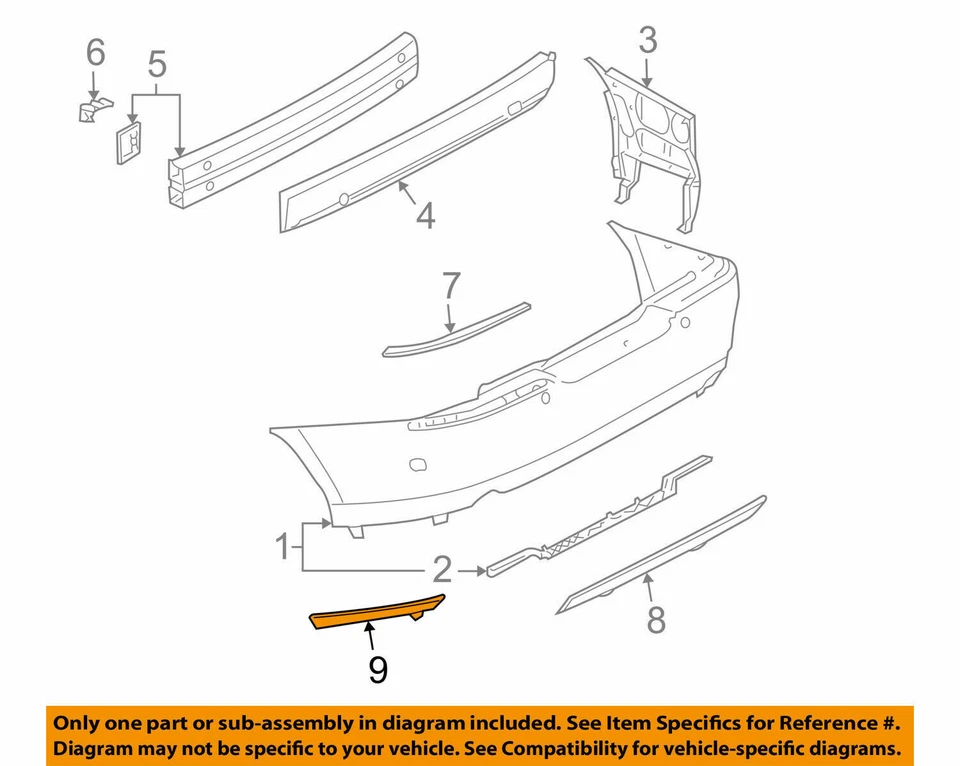 Valance Lincoln LS 2003-2006 Rear Outer Left Bumper Trim Ford 3W4Z-17626-AC  L3 - Image 1 of 4