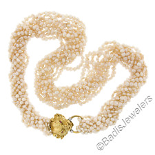 18k Gelbgold Löwenkopf Schließe 30 " Süßwasser Perle Multi Strang Halskette