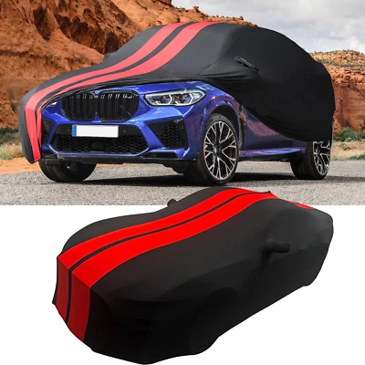 For BMW X5 X6 X5M X6M Indoor Soft Stain Stretch Full Car Cover Black+Red Line Foto 1 de 4