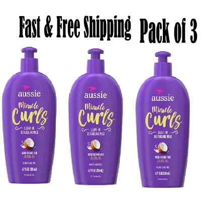 Leche desenredante Aussie Miracle Curls sin parabenos 6,7 OZ (3 paquetes) Foto 1 de 4