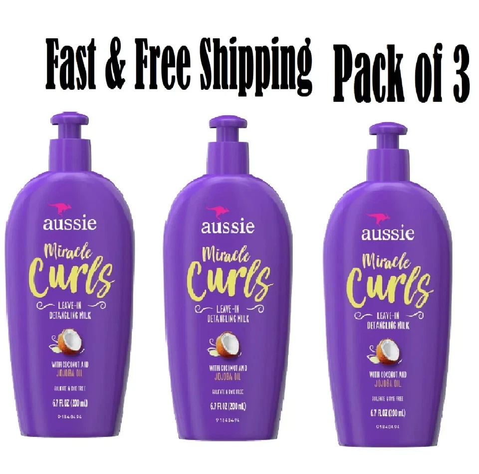Aussie Miracle Curls Leave-In Detangling Milk Paraben Free 6.7 Oz (3Pk) - Image 1 of 4