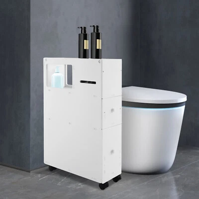 Armario de piso de baño organizador de almacenamiento con estante gabinete independiente blanco EE. UU. - Imagen 1 de 4