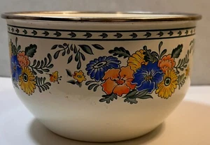 Kamenstein Schale Made in Taiwan, cremeweiß und gold Messing Emaille, Vintage - Bild 1 von 8