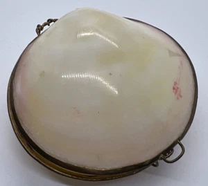 Natural shell Coin Or Trinket Box Brass Rimmed 3'x3' - Picture 1 of 3