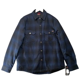 Chaqueta Camisa Dickies Peso Pesado Azul Negro Franela a Cuadros Talla M Mangas Abotonadas - Imagen 1 de 14