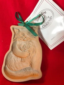 1984 braune Tasche Cookie Art Katze mit Blumen Keramikform Hill Design mit Rezept - Bild 1 von 6
