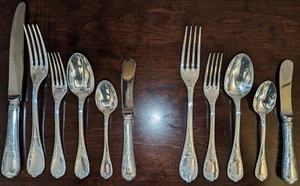 Christofle Marly Silver Plated Flatware 11 Pieces (3 Knives, 4 Forks, 4 Spoons) - Picture 1 of 9