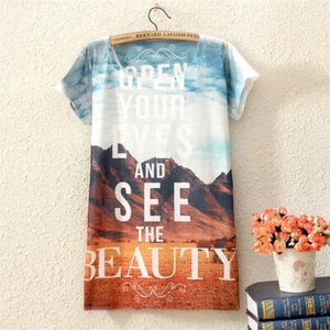 DouVei Summer Women Short Sleeve Graphic Printed T Shirt Blouse Tops One Size - Picture 1 of 37