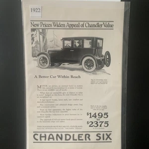 Vintage 1922 Chandler Six New Prices Widen Appeal of Chandler Ad Advertisement - Picture 1 of 2