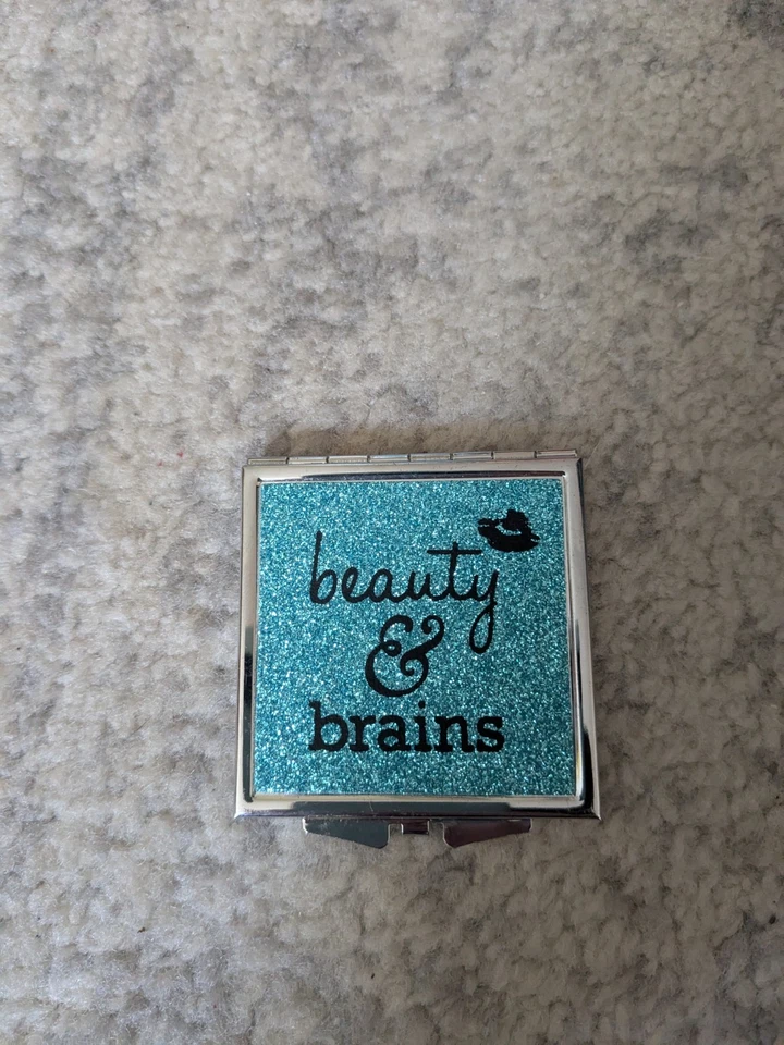 Beauty and Brains Light Blue Glitter Compact Mirror - Image 1 of 1