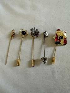 5er Set Stecknadel Schmetterling Herz Weihnachtsmann gold silberfarben - Bild 1 von 10