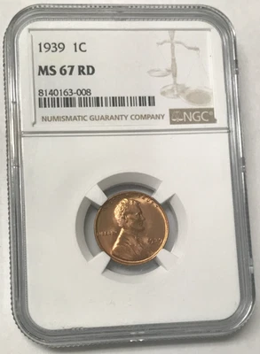 1939 1C Lincoln Wheat Cent Red - NGC MS67 RD - Image 1 of 4