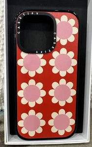 CASETiFY Impact iPhone 16 Pro Case Retro Floral Red and Pink Clear Black - Picture 1 of 3