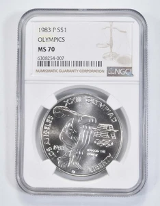 MS70 1983 P Olympic LA Discus Commemorative Silver Dollar NGC *3534 - Picture 1 of 5