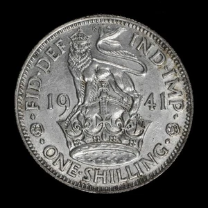 GB GEORGE VI SILVER (.500) SHILLING - 1941 ENGLISH ++ SHARP GRADE! ++ [165-10] - Picture 1 of 2