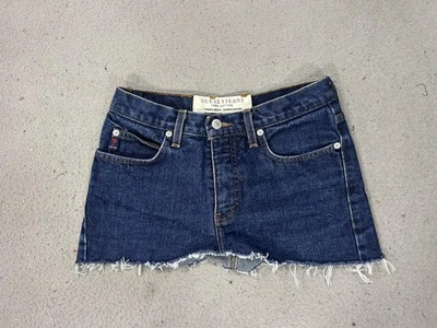 Falda vaquera vintage Guess para mujer 26 cintura baja azul denim dobladillo deshilachado mini años 90 Foto 1 de 4