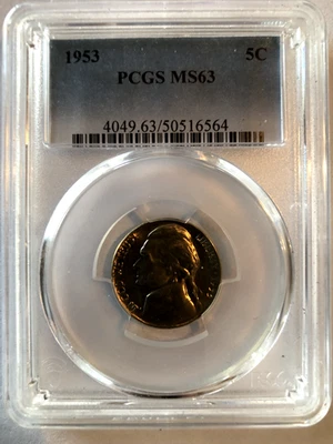 1953 Jefferson Nickel 5C PCGS MS63 - Image 1 of 3