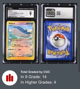 Pokemon EX Ruby & Sapphire 14/109 Wailord Reverse Holo Rare 2003 CGC 9 MINT - Picture 1 of 3