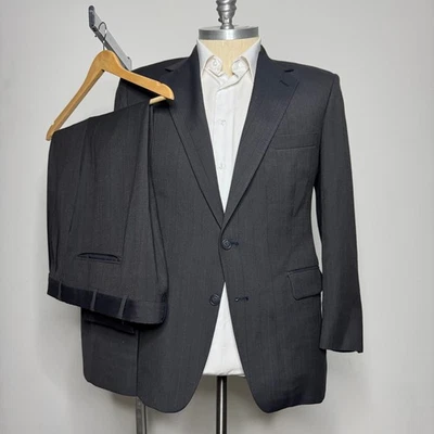 Vintage USA Christian Brooks Men's 44L 36W Wool Pinstripe Two-Piece Suit - Image 1 of 4
