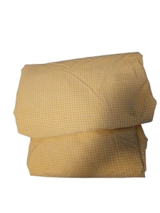 JC Penney Home Collection Queen Fitted And Flat Sheets Yellow Check Cottage Core - Picture 1 of 2