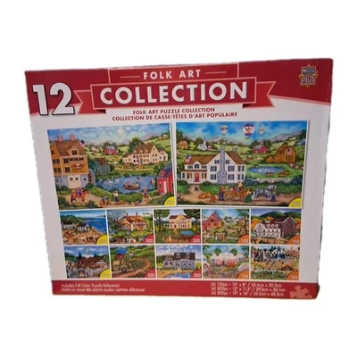 MasterPieces - Folk Art Jigsaw Puzzle Collection - 12 Pack~New  - Image 1 of 3