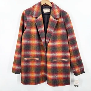 We the Free Beckett Blazer kariert terrakotta Größe Small Oversized Wollmischung neu mit Etikett - Bild 1 von 12