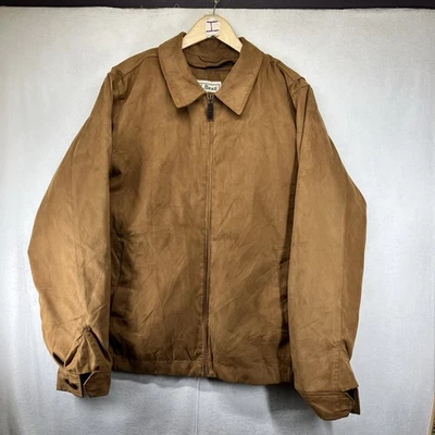  L.L Bean VGT Faux Suede Bomber Jacket Flannel Lined Thinsulate Mens L Tall Tan  - Image 1 of 4