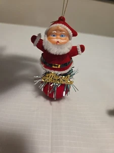 Decorazione natalizia Babbo Natale floccato vintage. - Foto 1 di 4