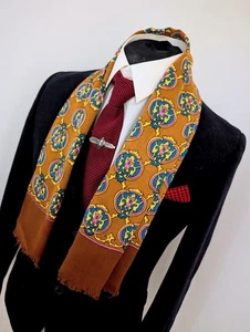 Bufanda Art Neuvo vintage para hombre, bufanda multicolor de lana para caballeros años 60 corbata de ópera - Imagen 1 de 8