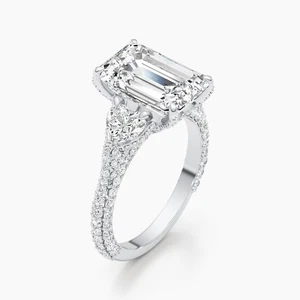 Diamond Ring Emerald VS1 F 4.6CT IGI Certified lab-created 14K White Gold - Picture 1 of 13