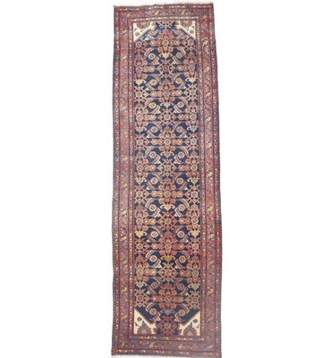 Alfombra de corredor oriental tribal floral semiantigua hecha a mano alfombra de lana 3'5x11'5 pies Foto 1 de 4