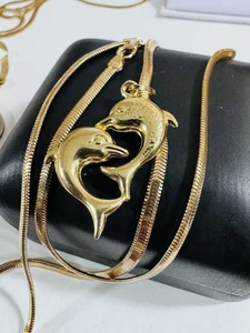18K 750 Real Fine Saudi Gold Dolphin Necklace 17.5”/18” Inch Long 9.2g 3.2mm - Picture 1 of 24
